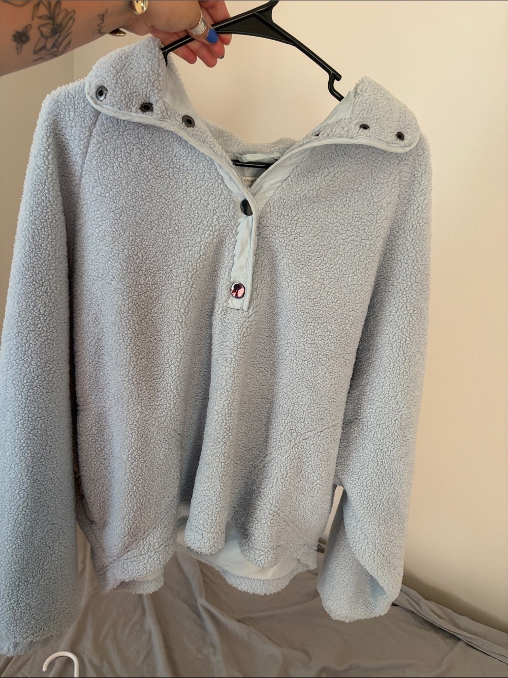 Light Blue Sherpa Pullover Sweater